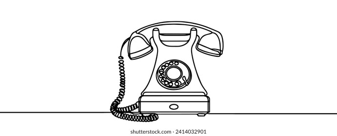 Vector continuous one line Old Telephone illustration