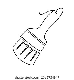 Vector continuous one line paint brush illustration