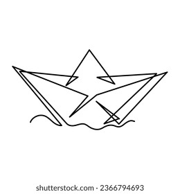 Vector continuous one line paper boat illustration