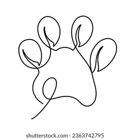 Vector continuous one line paw illustration