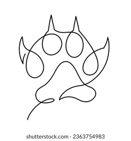 Vector continuous one line paw illustration