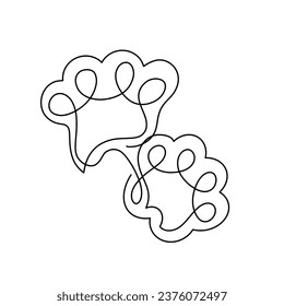 Vector continuous one line paw illustration