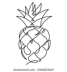 Vector continuous one line pineapple illustration