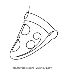 Vector continuous one line pizza slice illustration