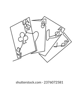 Vector continuous one line playing cards illustration