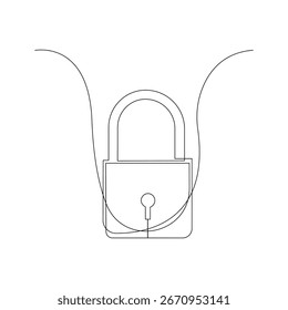 Vector continuous in one line real estate lock icon concept of safety and security isolated on white background