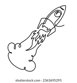 Vector continuous one line Rocket illustration