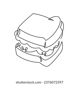 Vector continuous one line sandwich illustration