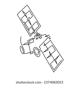 Vector continuous one line satellite illustration