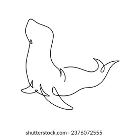 Vector continuous one line sea lion illustration