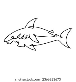 Vector continuous one line shark illustration