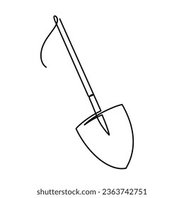Vector continuous one line Shovel illustration