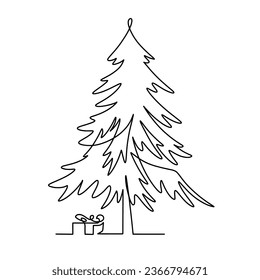 Vector continuous one line spruce illustration