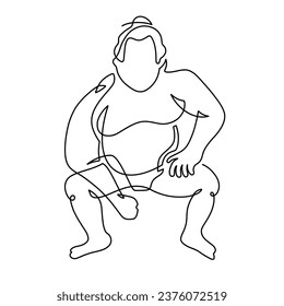 Vector continuous one line sumo illustration