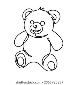 Vector continuous one line teddy bear illustration