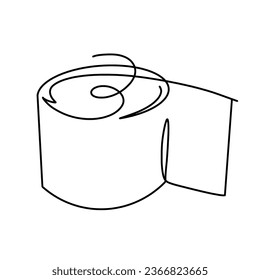 Vector continuous one line toilet paper illustration