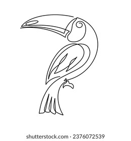 Vector continuous one line tukan bird illustration