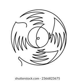 Vector continuous one line vinyl illustration