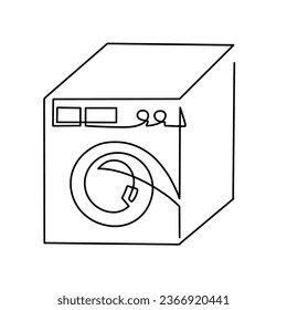Vector continuous one line washing machine illustration