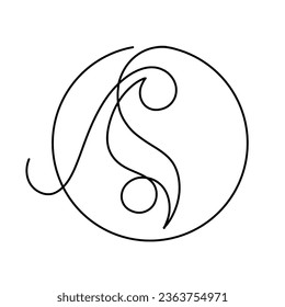 Vector continuous one line yin yang illustration