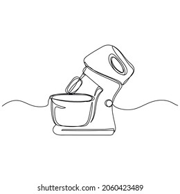 Vector continuous one single line drawing of blender and mixer in silhouette on a white background. Linear stylized.