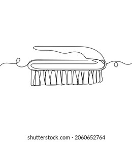 Vector continuous one single line drawing of cleaning brush in silhouette on a white background. Linear stylized.