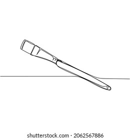 Vector continuous one single line drawing icon of paintbrush in silhouette on a white background. Linear stylized.