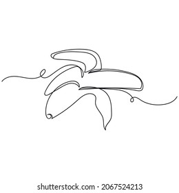 Vector continuous one single line drawing icon of peeled banana in silhouette on a white background. Linear stylized.