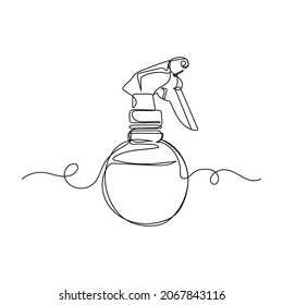 Vector Continuous One Single Line Drawing Icon Of Spray Bottle In Silhouette On A White Background. Linear Stylized.