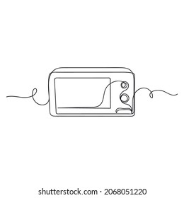 Vector continuous one single line drawing icon of microwave oven in silhouette on a white background. Linear stylized.