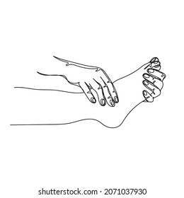 Vector continuous one single line drawing icon of foot massage therapy fatigue in silhouette on a white background. Linear stylized.