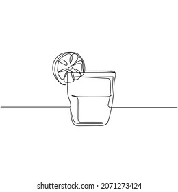 Vector continuous one single line drawing icon of cocktail in a bar in silhouette on a white background. Linear stylized.