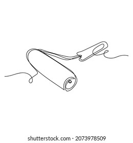 Vector continuous one single line drawing icon of roller paint brush in silhouette on a white background. Linear stylized.
