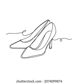 Vector continuous one single line drawing icon classic shoes in silhouette sketch white background  Linear stylized 