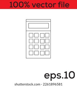 Vector continuous one single line drawing icon of calculator in silhouette on a white background. Linear stylized.