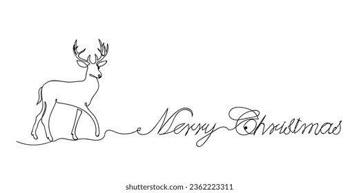 Vector continuous one single line drawing icon of set vector of Christmas's  decoration new year in silhouette on a white background with text.