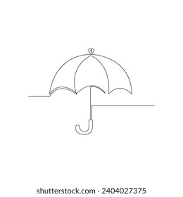 Vector continuous single line drawing of umbrella isolated on white background minimal art
