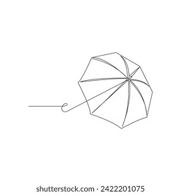 Vector continuous single line drawing of umbrella isolated on white background minimal art. Vector continuous single liner art illustration of umbrella concept of safety