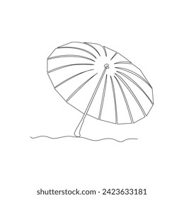 Vector continuous single line drawing of umbrella isolated on white background minimal art. Vector continuous single liner art illustration of umbrella concept of safety