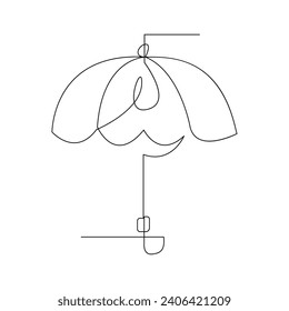 Vector continuous single liner art illustration of umbrella concept of safety. Umbrella in one line art drawing pro vector and minimalistic

