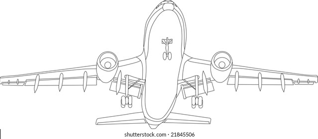 vetor - aeronave de contorno isolada sobre fundo branco