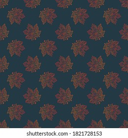 Vector contour autumn leaves pattern