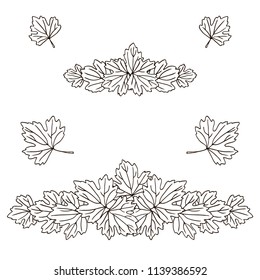 vector contour carved leaf tree top decoration coloring book for your design and text spring summer autumn season