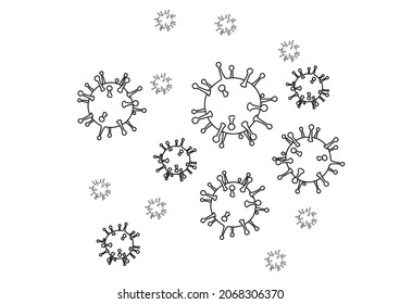 Dibujo de contorno vectorial del coronavirus covid-19