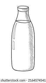 VECTOR CONTOUR DRAWING OF A MILK BOTTLE ON A WHITE BACKGROUND