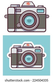 Vector contour flat photo camera icon