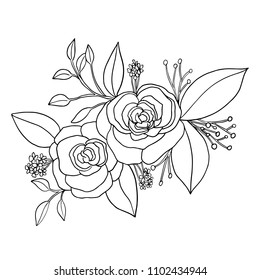 Vector contour flower illustration for coloring, doodle, card, poster, decor.Decorative flower element for design.