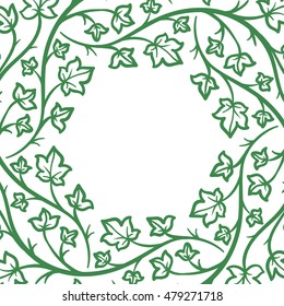 vector, contour, frame, wreath of branches, interlacing, leaves, nature, tree, abstraction, design element