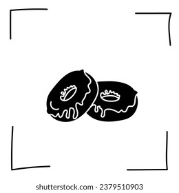 Vector. Contour icons. Line icons of desserts and sweet dishes. Candies, chocolate, cakes, donuts, ice cream in sketch style. Icons set,  stroke. Hand drawn signs. Desserts and sweets doodle set.