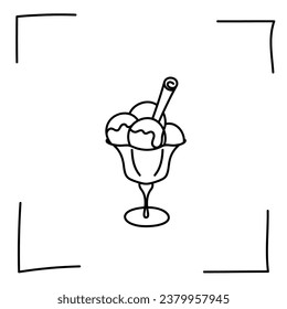 Vector. Iconos de contorno. Iconos de línea de postres y platos dulces. Caramelos, chocolate, pasteles, donuts, helados en forma de boceto. Juego de iconos, golpe. Carteles dibujados a mano. Juego de doodles de postres y dulces.